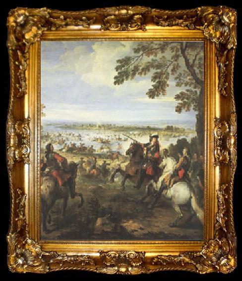 framed  Parrocel, Joseph Crossing of the Rhine by the Army of Louis XIV on 12 June (mk05), ta009-2